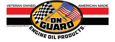 On Guard Engine Oil Products logo featured by Airpark Auto Clinic, offering veteran-owned, American-made engine oil solutions.